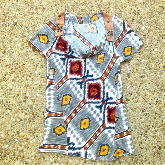 Anthro Tiny Tribal Indian Beaded Cowl Neck Top Size S - Picture 1 of 11